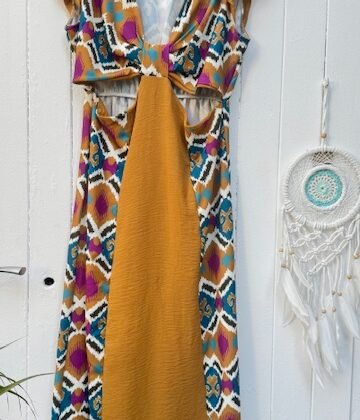 Vestido estampado mostaza