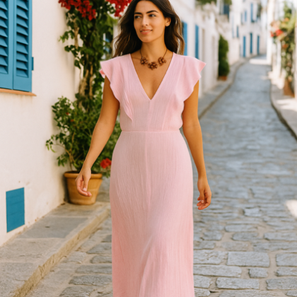 Vestido viscosa Rosa
